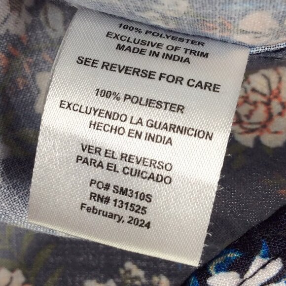 Bowery & Broome Floral Short Sleeve Button Down Shirt Mens Size Large Navy Blue - Picture 4 of 4